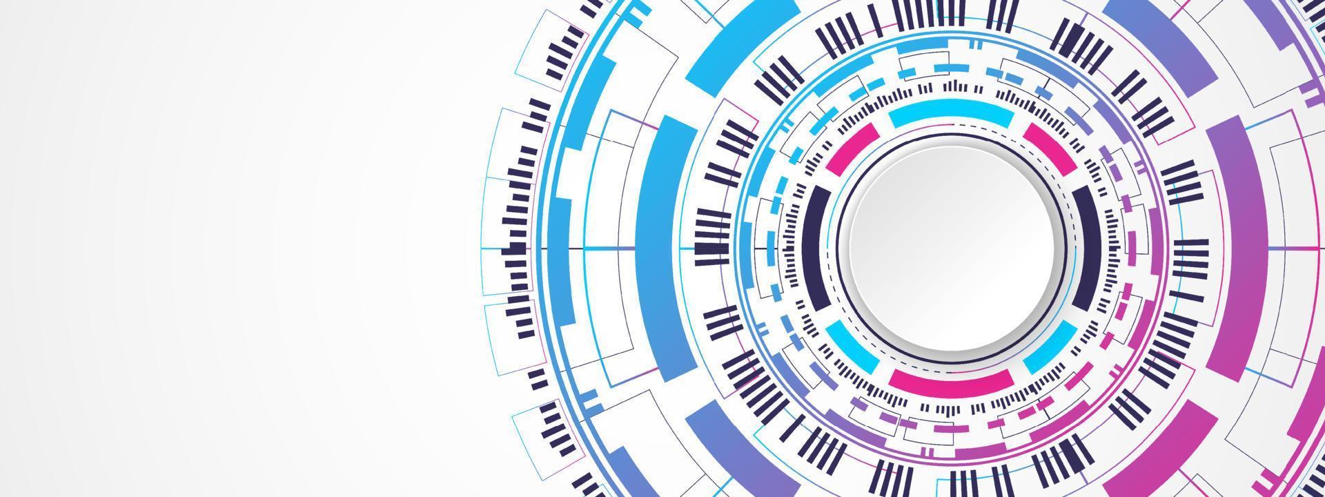 fond de technologie abstraite, bannière de cercle blanc sur circuit imprimé vecteur