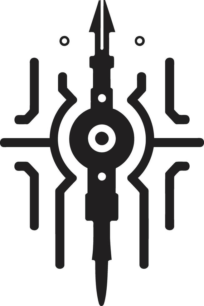 binaire zénith monochrome emblème de abstrait cybernétique élégance futuriste la fusion élégant noir icône avec vecteur cybernétique conception