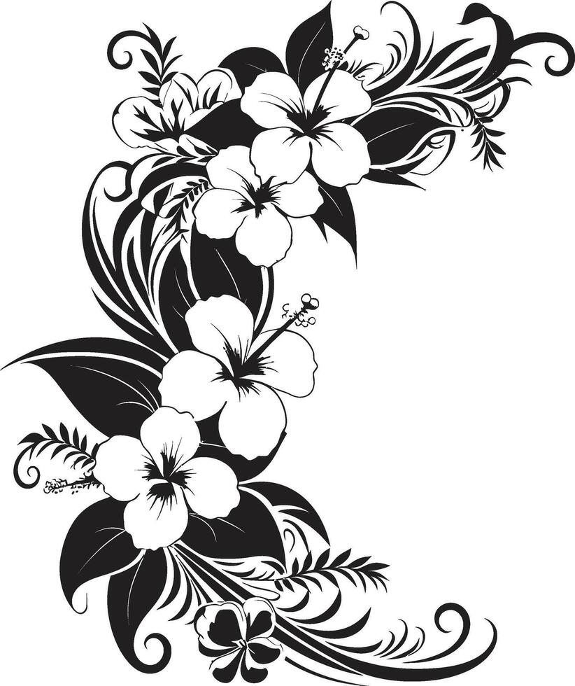 fleur beauté lisse vecteur logo avec décoratif coins natures nectar élégant noir emblème avec décoratif floral conception