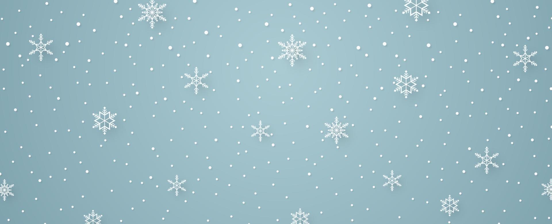 joyeux noël, flocons de neige et fond de chutes de neige dans un style art papier vecteur