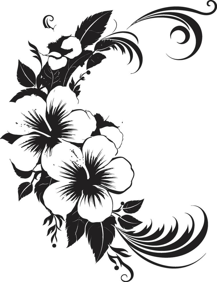 éternel enchantement lisse emblème mise en évidence décoratif floral coins floral fresque élégant noir logo conception avec décoratif coins vecteur