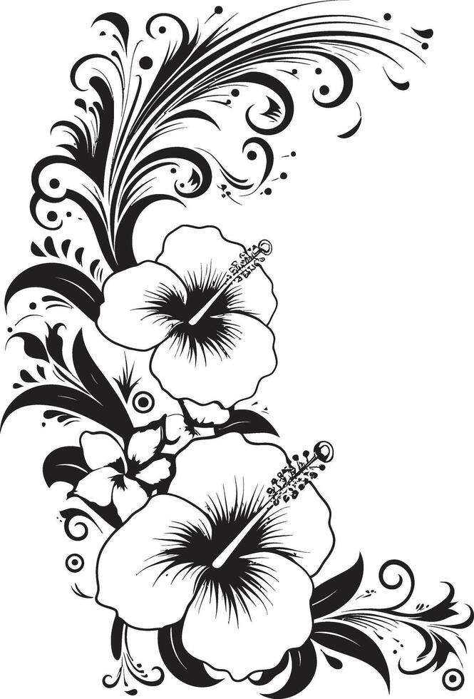 éternel élégance monochrome floral coin logo dans noir floral éclat lisse logo conception avec décoratif coins vecteur