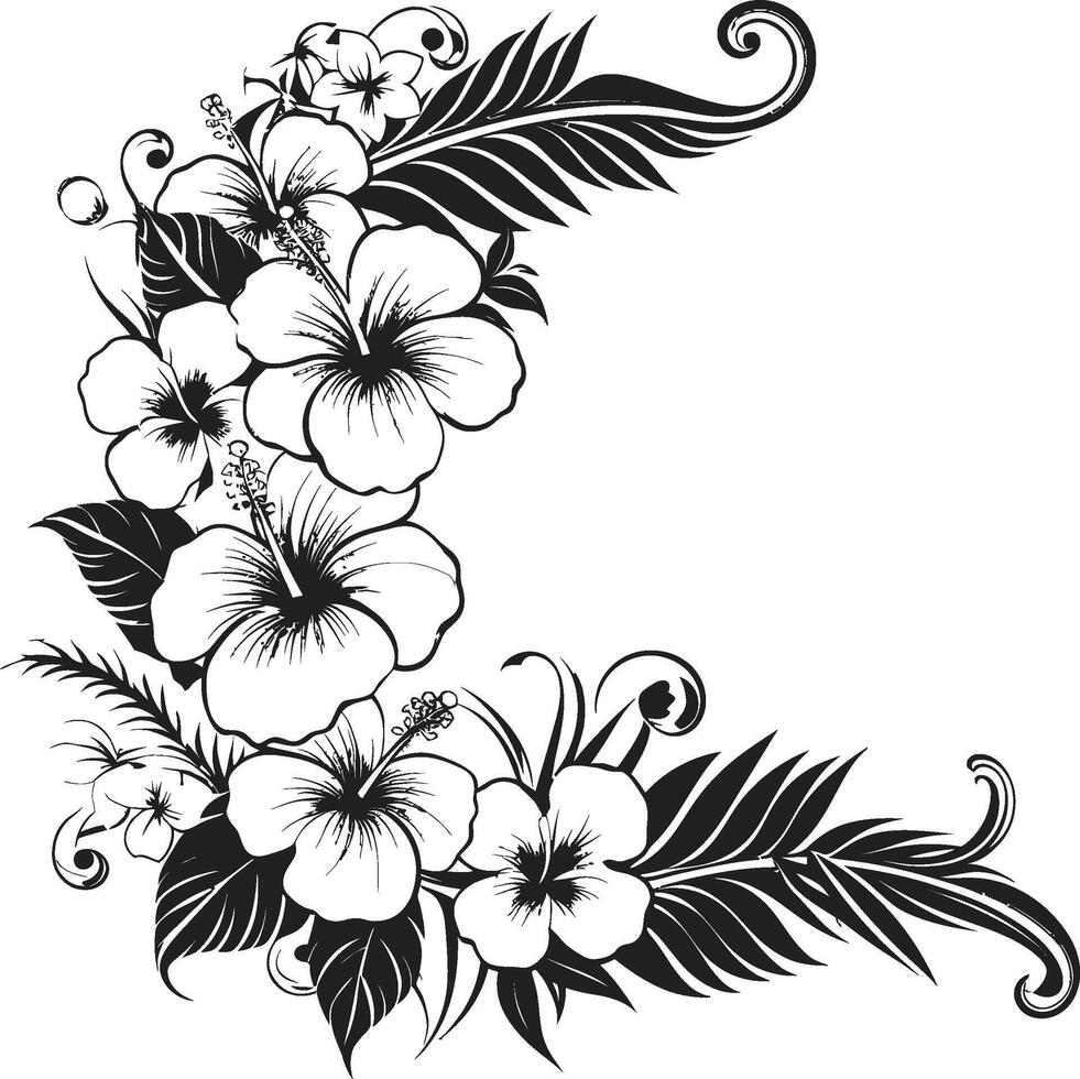 élégant vignes élégant vecteur logo conception avec décoratif coins botanique prime monochrome floral coin logo dans noir