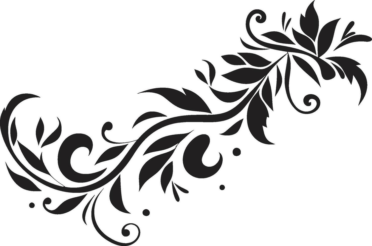 fleuri grandes lignes monochrome logo mise en évidence griffonnage décoratif élément talent artistique dans abondance noir griffonnage décoratif icône dans élégant vecteur