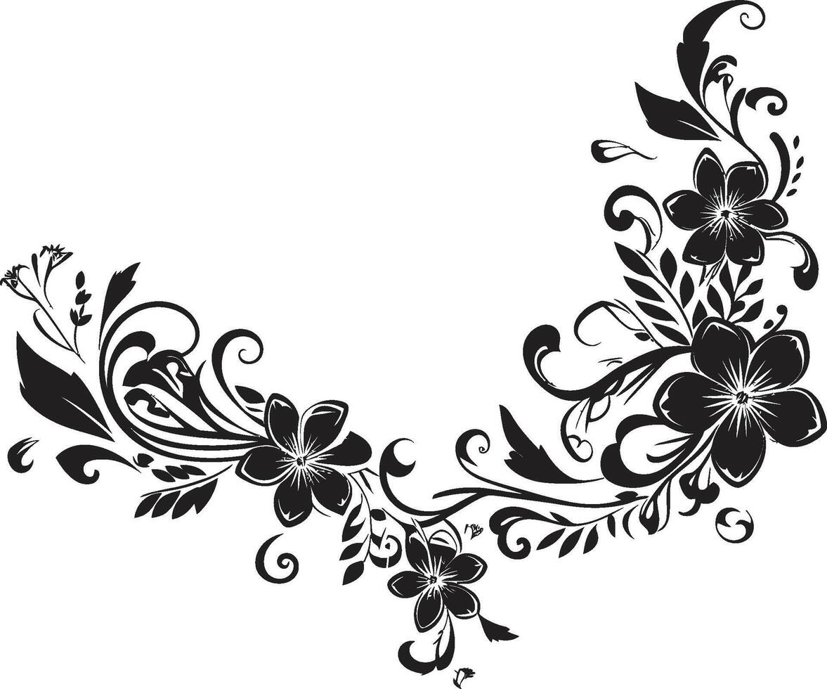 fleuri grandes lignes lisse vecteur conception mise en évidence griffonnage décoratif élément tourbillon de fantaisie monochrome logo conception avec décoratif élément