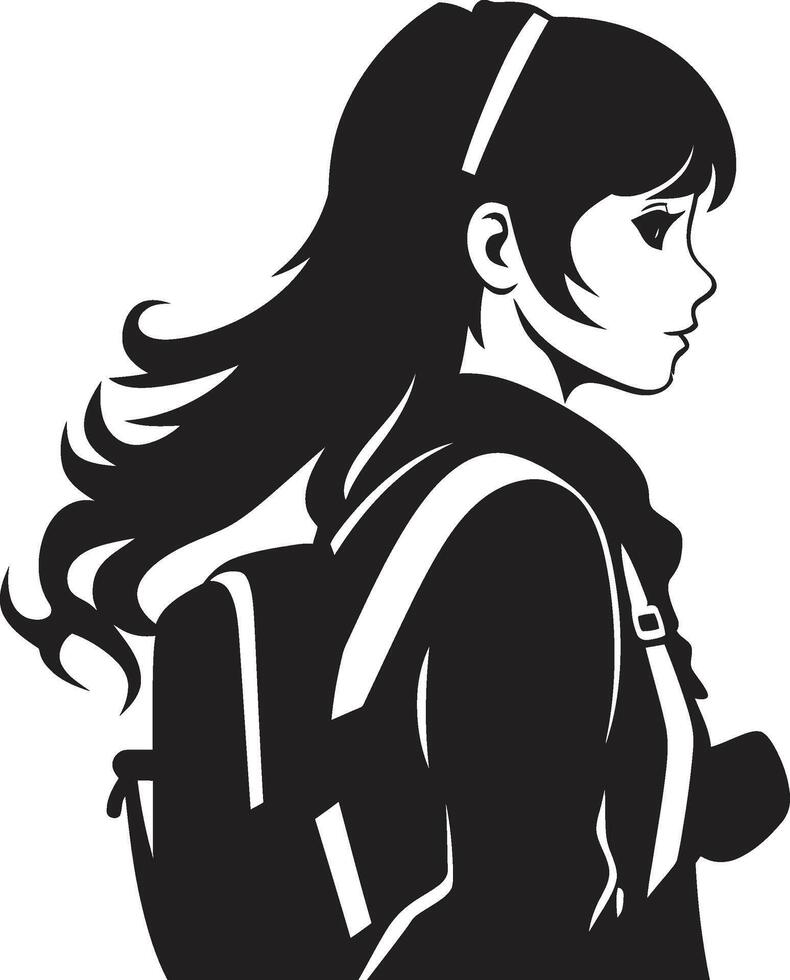 habilitant excellence noir vecteur symbole pour femelle étudiant accomplisseurs radiant esprits une noir logo conception icône reflétant femelle élèves