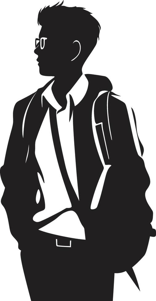 sommet poursuite réalisation hauteurs avec noir icône pour Masculin élèves majestueux esprits vecteur noir logo signifiant Masculin étudiant excellence