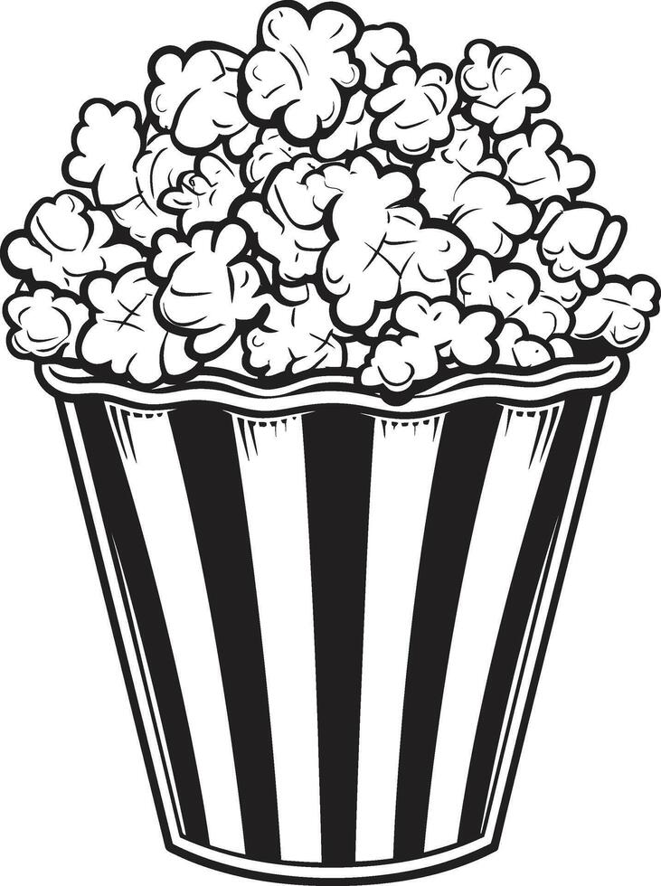 heure de la collation splendeur vecteur noir logo conception avec pop corn élégance pop corn panorama iconique noir symbole pour un exquis casse-croûte