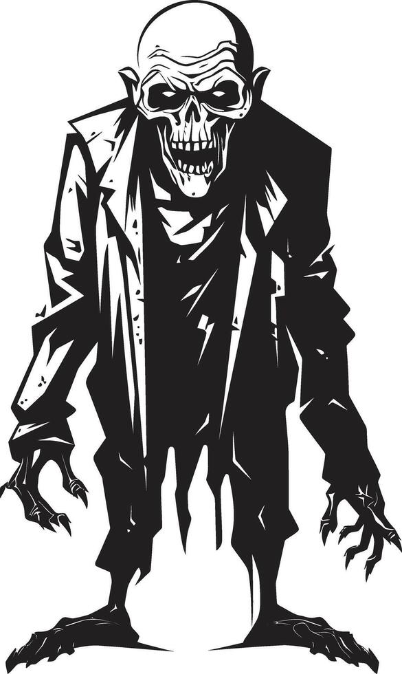 zombi zéphyr dynamique noir logo conception avec une effrayant vieux homme icône Mort-vivant tumulte lisse vecteur icône embrassement le terrifiant présence de une zombi dans noir