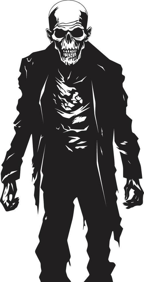zombi zéphyr iconique vecteur symbole exprimer le effrayant présence de une effrayant zombi dans noir Mort-vivant tumulte dynamique noir logo conception avec une terrifiant vieux zombi