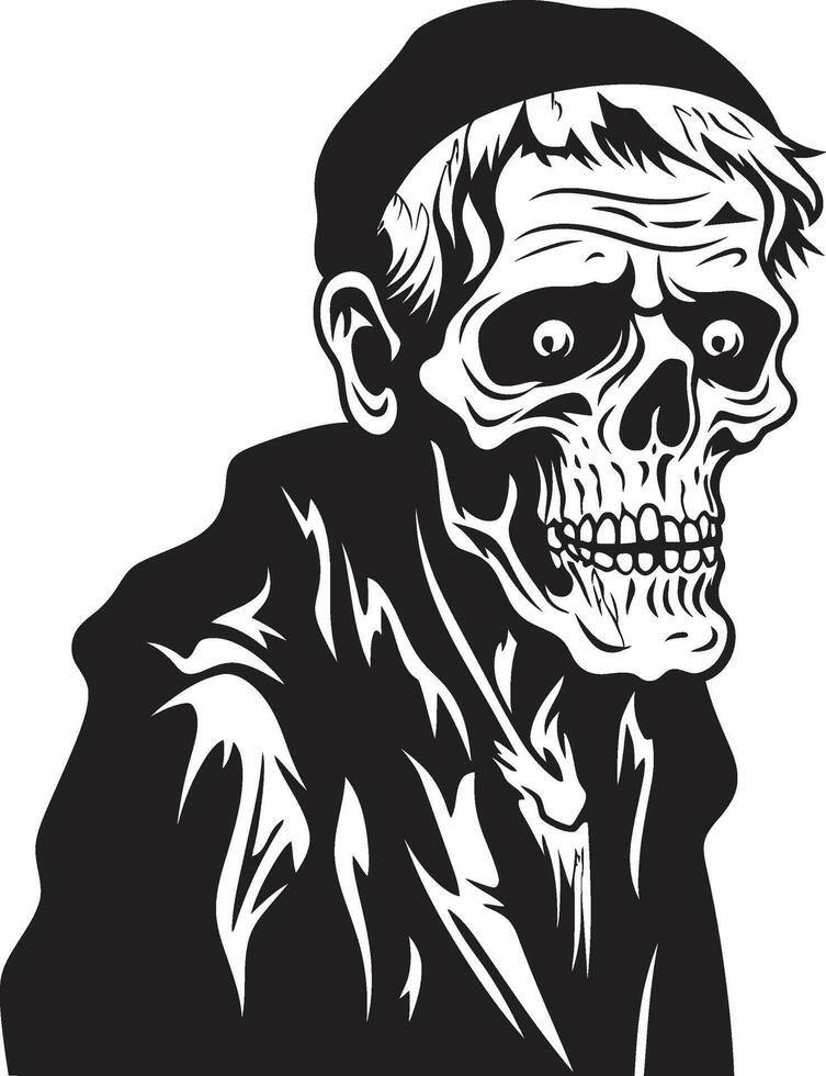 personnes âgées frisson noir logo conception avec une terrifiant vieux zombi icône sinistre goule iconique vecteur symbole capturer le effrayant présence de un personnes âgées zombi dans noir