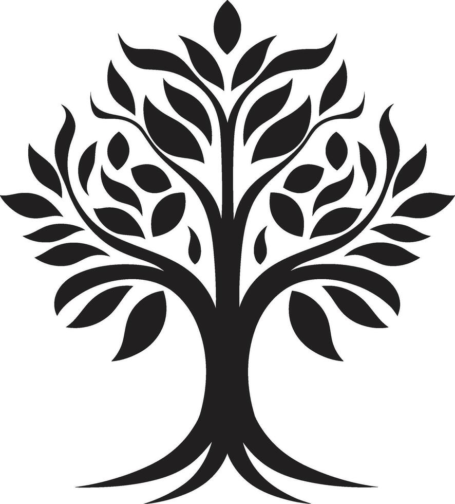 feuillu engagement dynamique noir logo conception pour vert initiatives silhouette jeune arbre iconique vecteur arbre plantation symbole dans noir