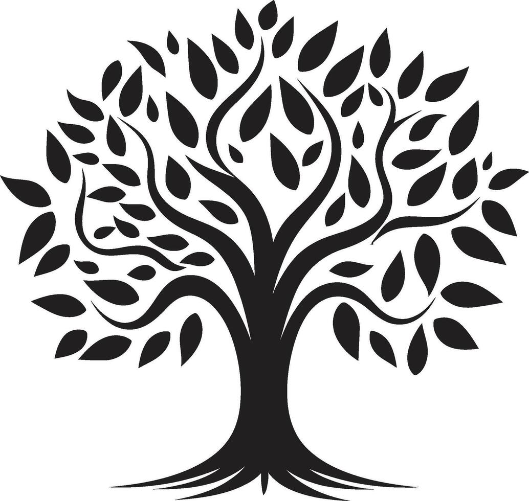 feuillu engagement dynamique noir conception pour vert initiatives silhouette jeune arbre iconique vecteur logo pour arbre plantation