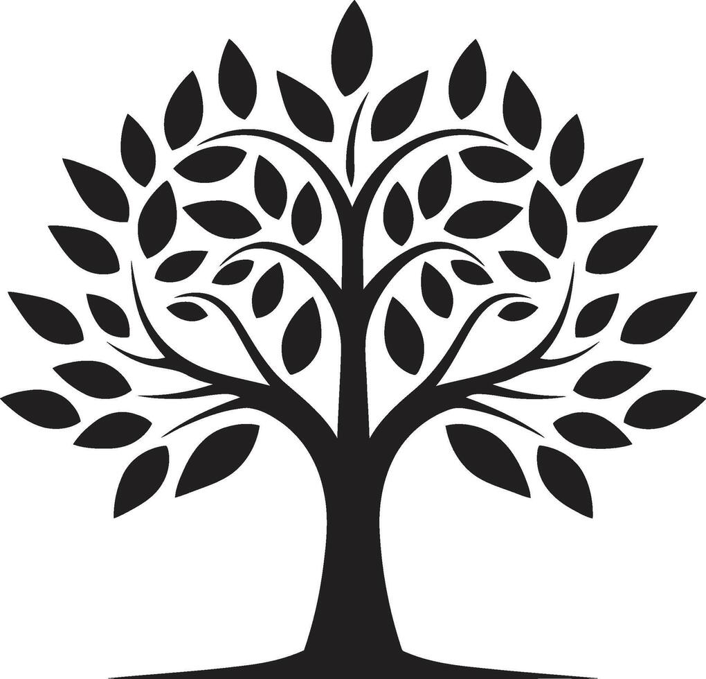 feuillu engagement dynamique noir logo conception pour vert initiatives silhouette jeune arbre iconique vecteur arbre plantation symbole dans noir