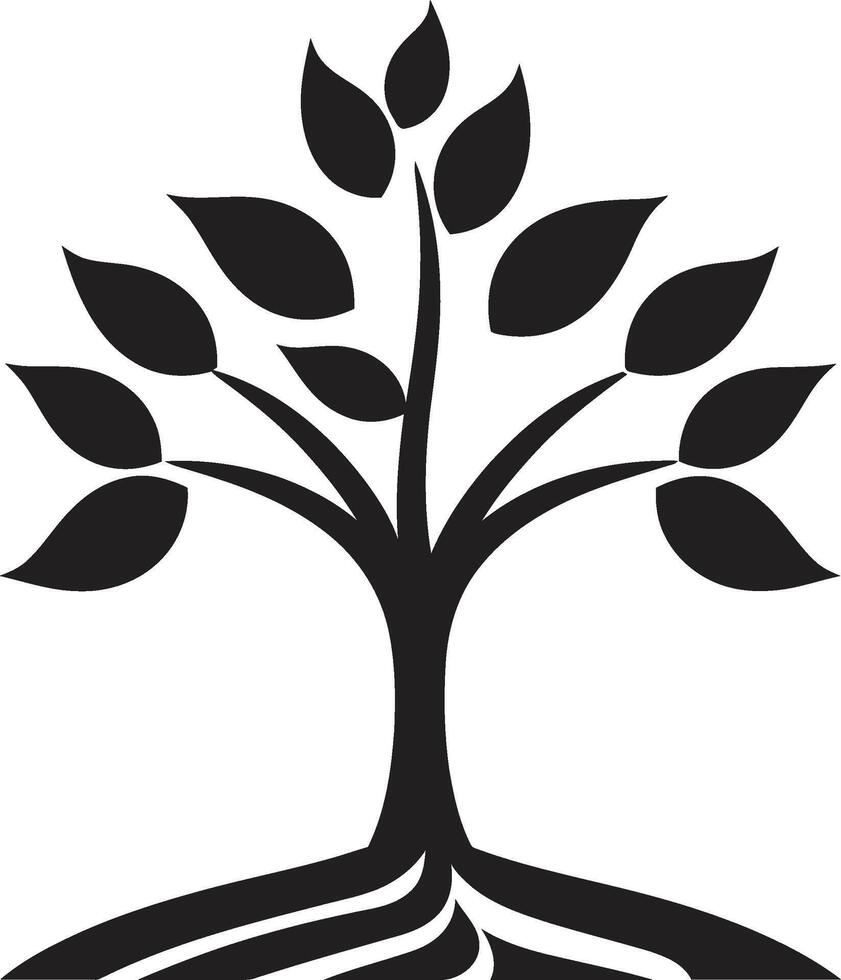 forêt Gardien lisse noir logo conception avec arbre plantation icône enraciné résistance vecteur symbole de arbre plantation dans noir