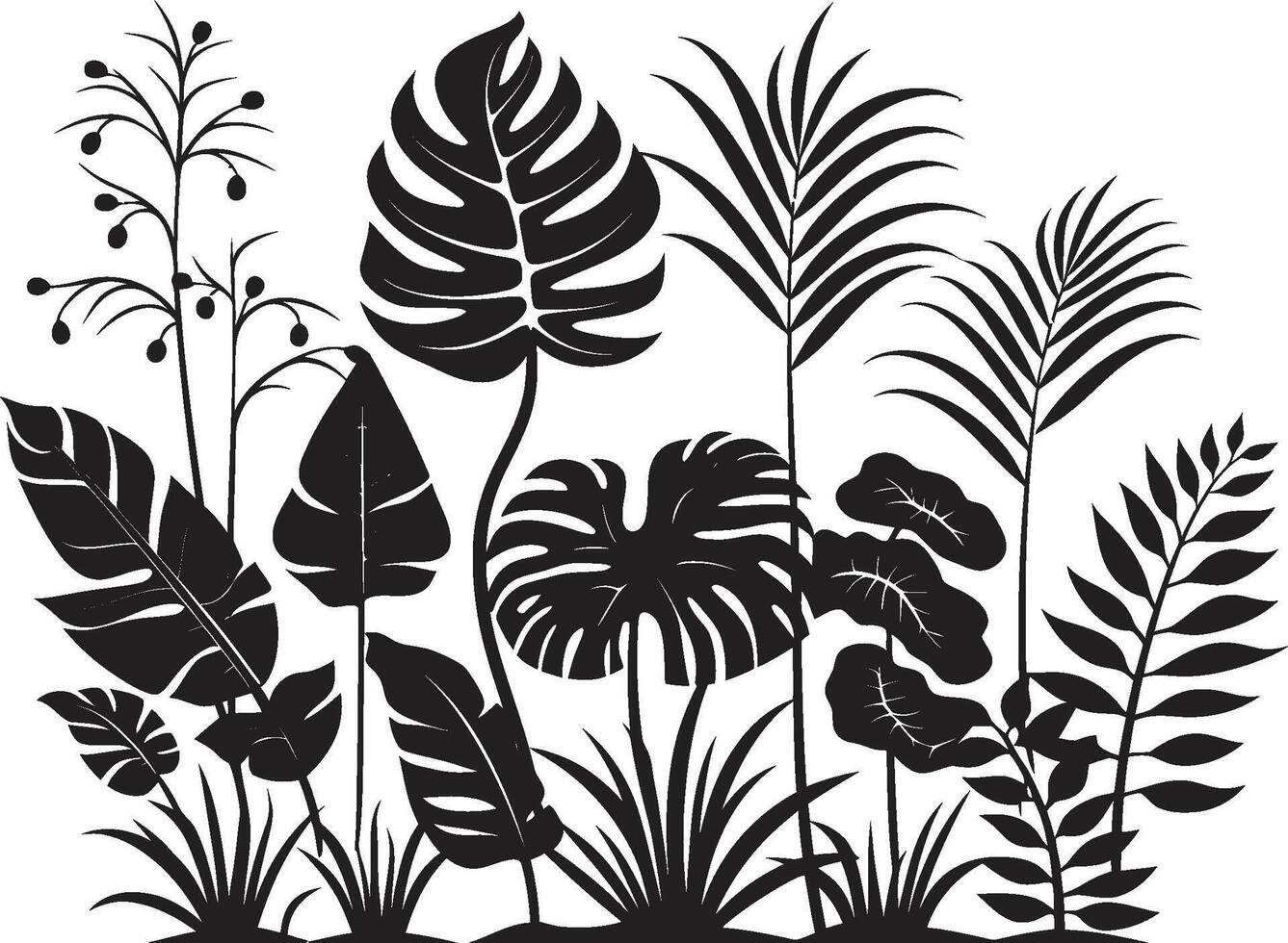 île Floraison lisse vecteur icône symbolisant tropical plante feuilles et fleurs dans noir floral paradis dynamique noir logo conception avec exquis tropical plante éléments