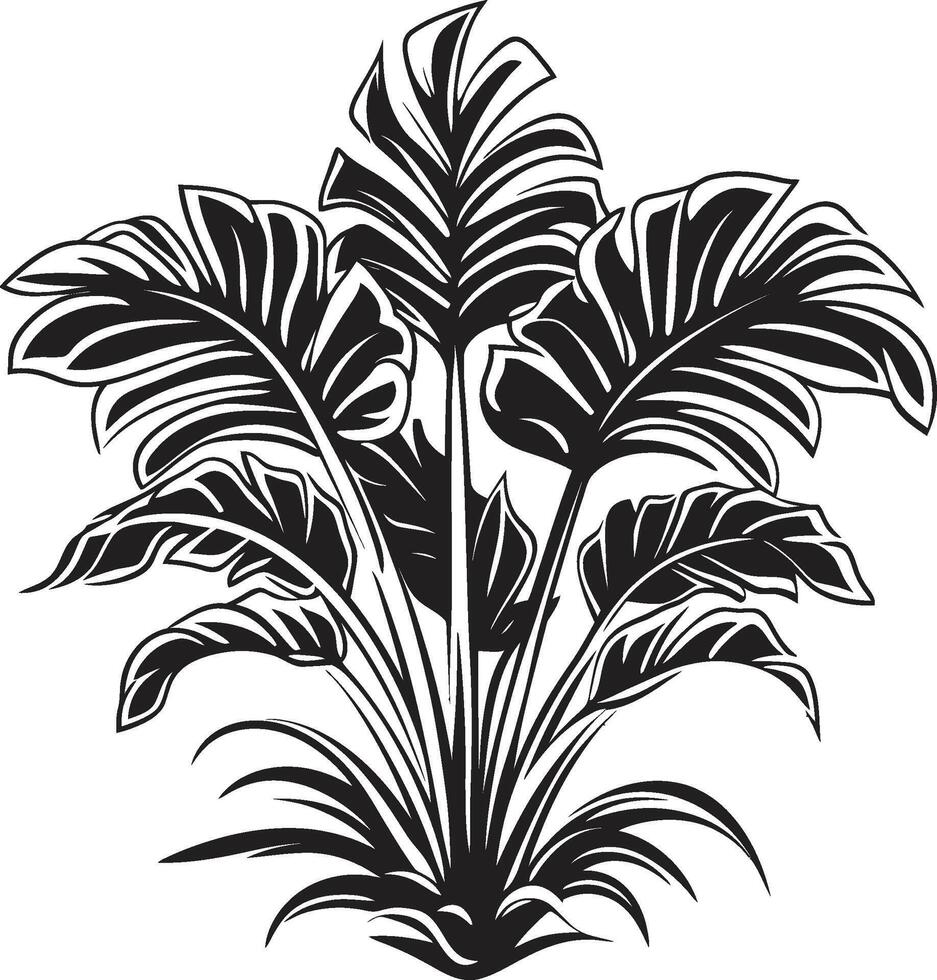 exotique feuillage vecteur noir logo conception avec tropical plante feuilles et fleurs tropique élégance iconique symbole dans noir avec plante feuilles et fleur vecteurs