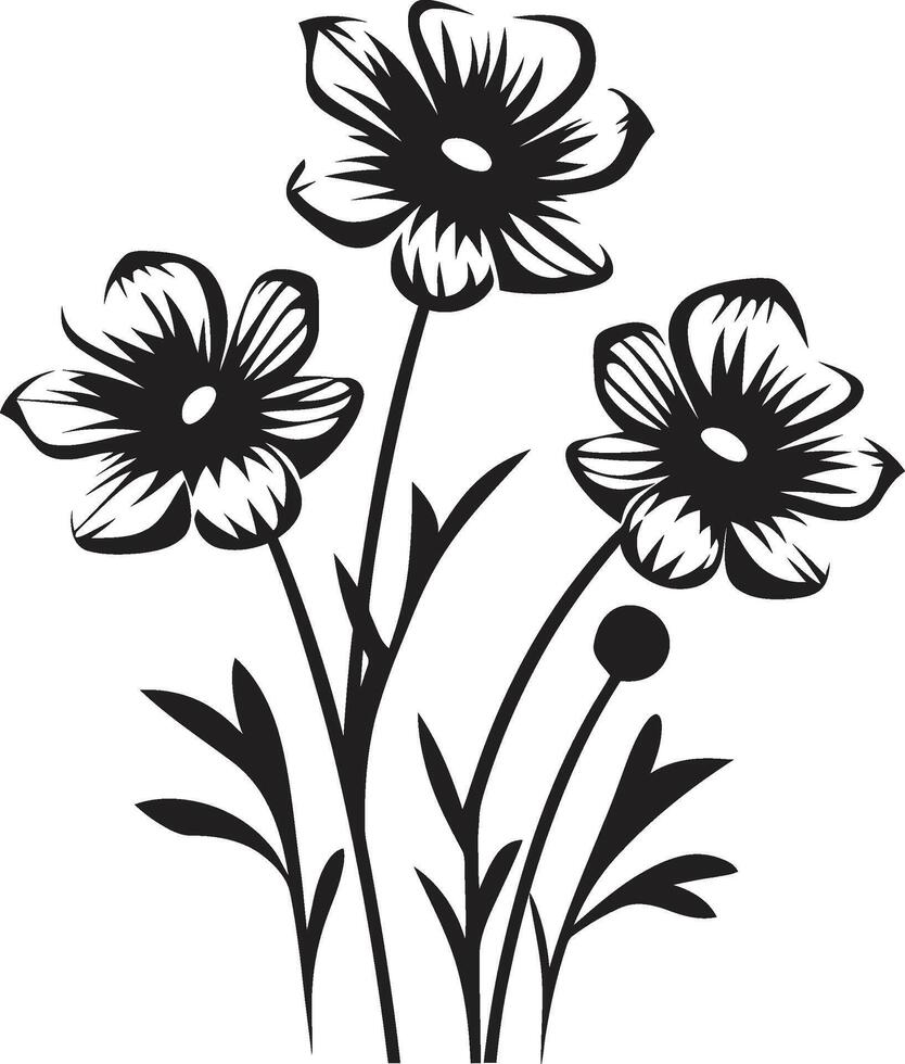 natures palette fleurs sauvages vecteur logo dans noir