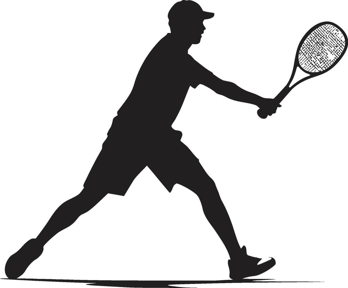 précision centrale crête Masculin tennis joueur logo dans action raquette rebelle insigne vecteur conception pour audacieux tennis logo