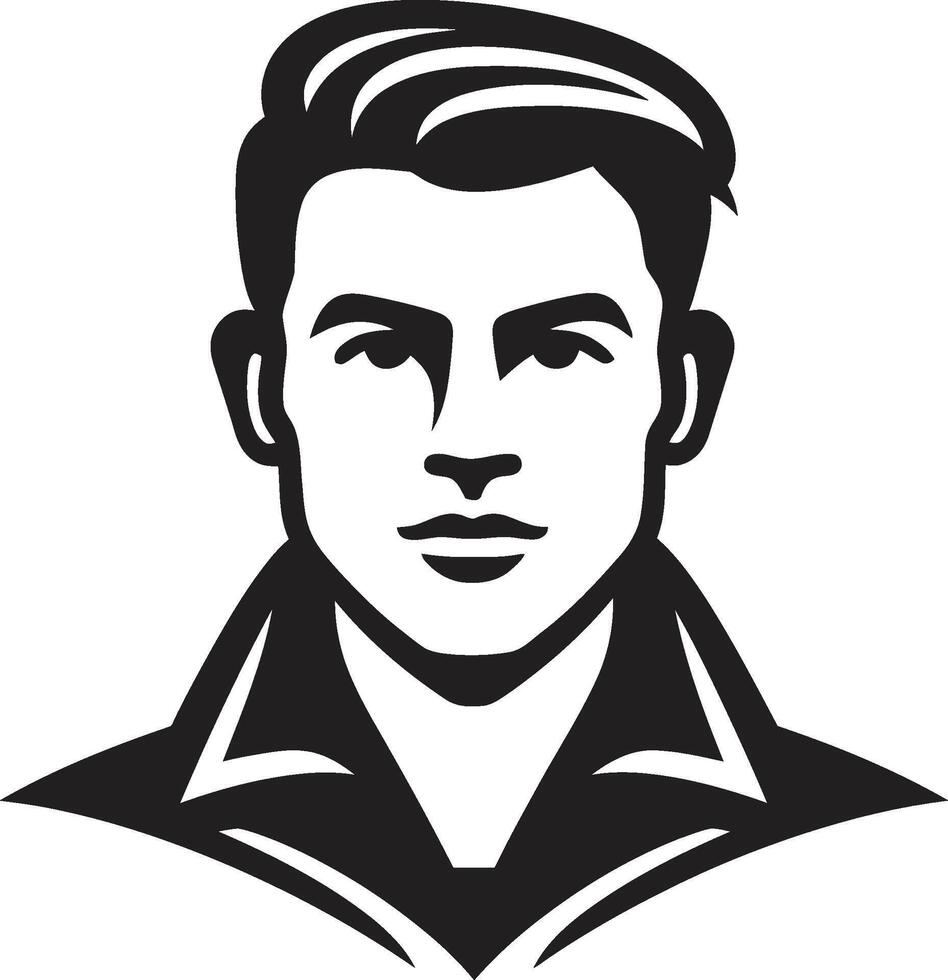 sculpté sérénité badge vecteur conception pour calme Masculin visage logo intemporel marque déposée crête classique Masculin visage vecteur icône pour iconique l'image de marque