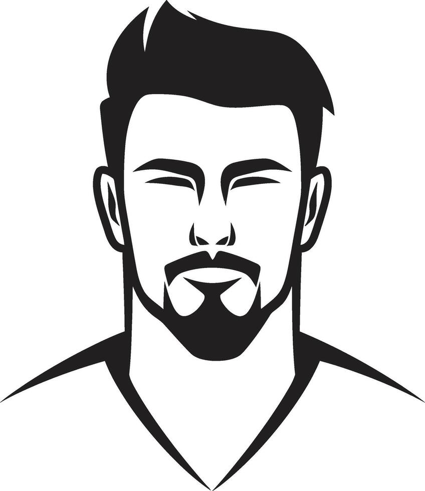 suave silhouette badge élégant Masculin visage icône avec lisse lignes sculpté sérénité crête vecteur conception pour calme Masculin visage logo