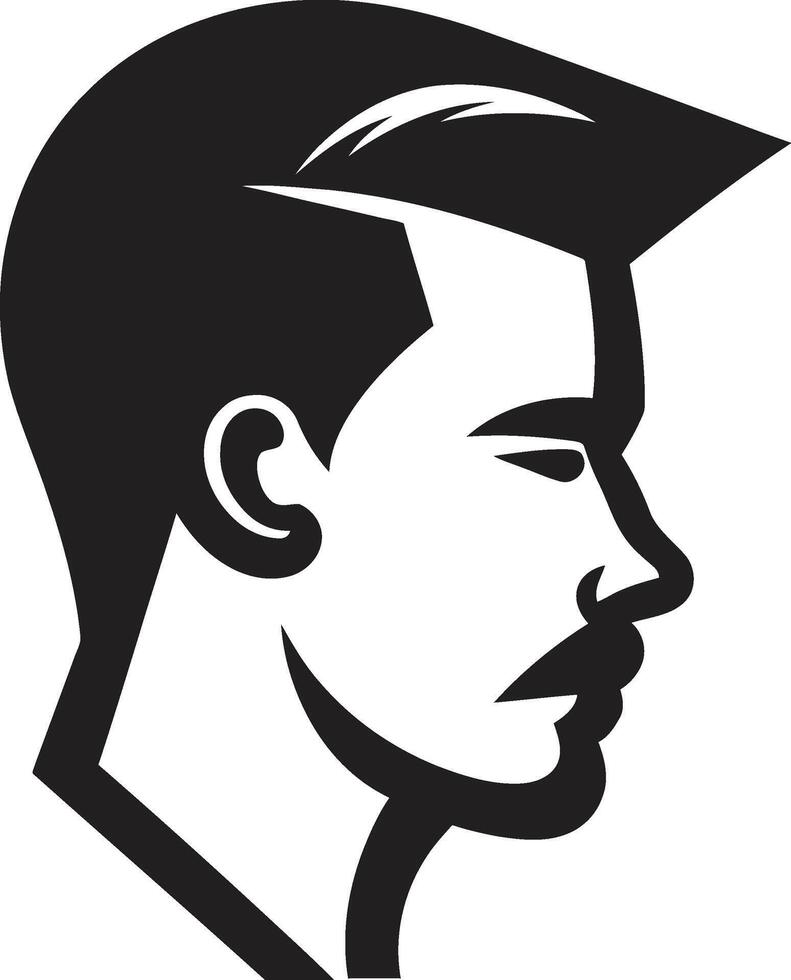 artistique séduire insigne vecteur logo pour Créatif Masculin visage illustration distingué regard badge élégant Masculin visage icône dans raffiné détail