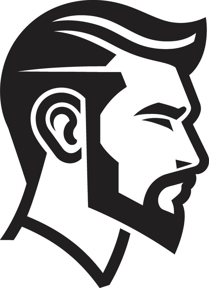 audacieux regard insigne vecteur logo pour sur de soi Masculin visage illustration sculpté sophistication badge Masculin visage vecteur icône avec raffiné Caractéristiques