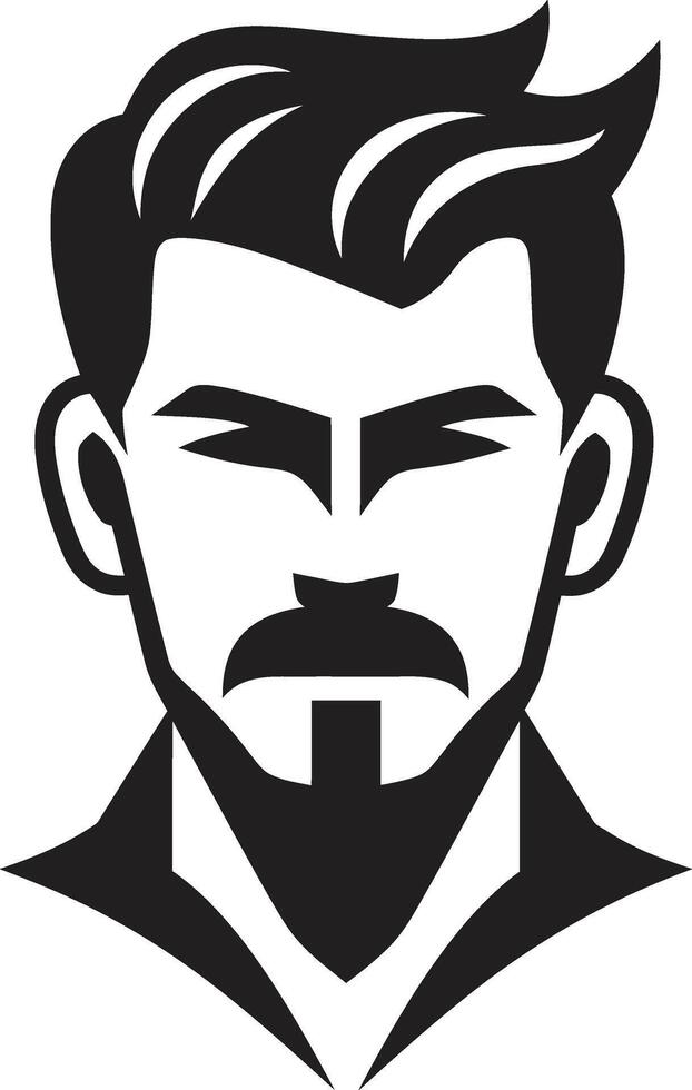 distingué regard badge vecteur logo pour élégant Masculin visage illustration suave silhouette crête élégant Masculin visage icône avec lisse lignes