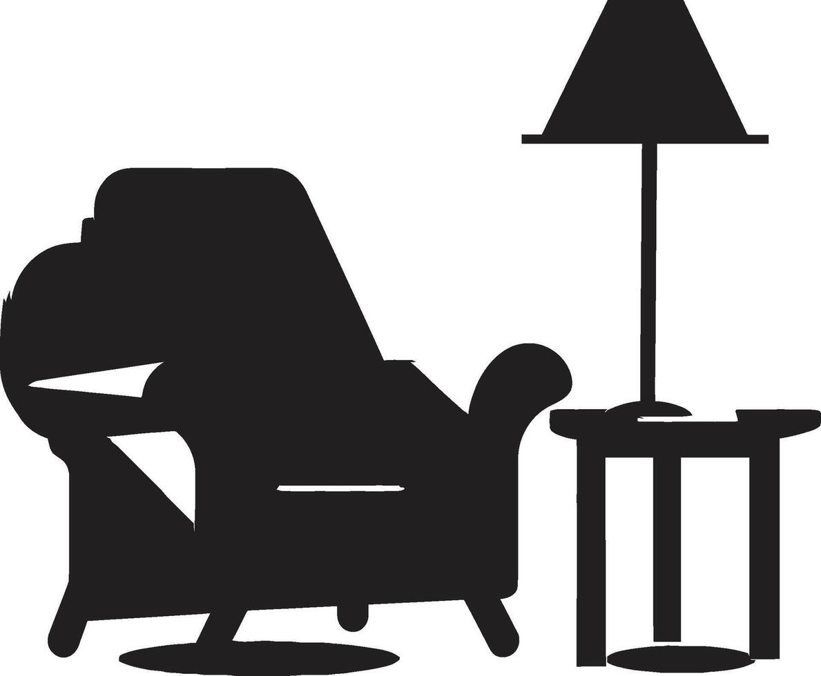 élégance salon crête lisse chaise vecteur icône pour calme et relaxant les espaces confort oasis badge vecteur conception pour moderne salon chaise illustration