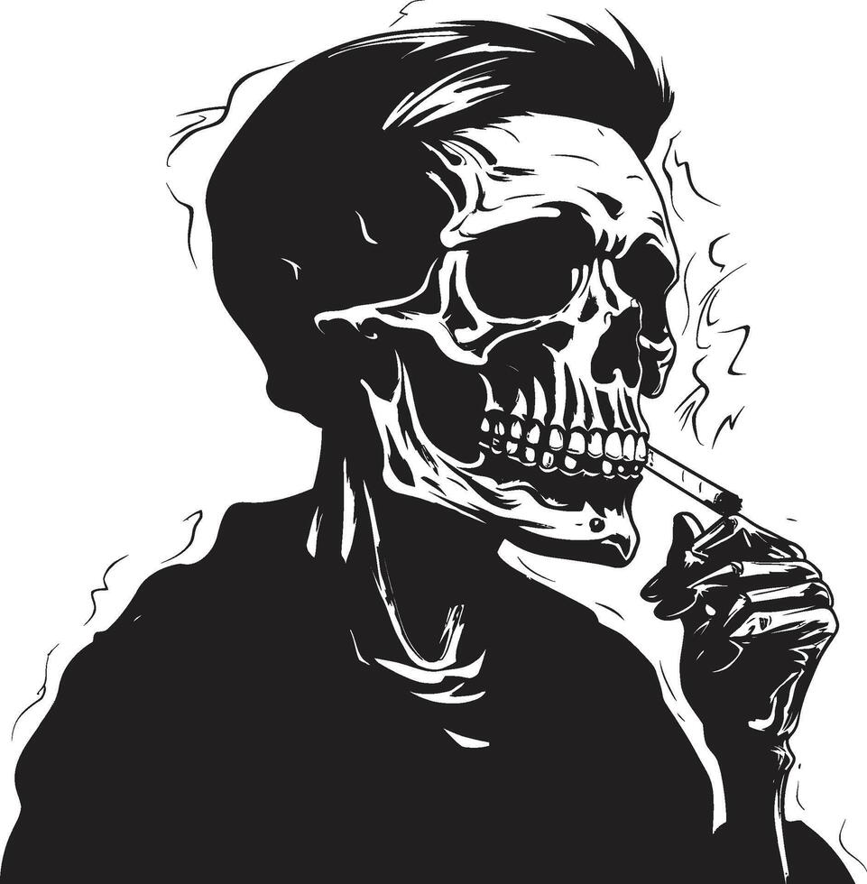 fumeur spectre crête vecteur conception pour gentilhomme squelette icône avec élégance classique cigarette badge fumeur squelette vecteur logo pour intemporel panache
