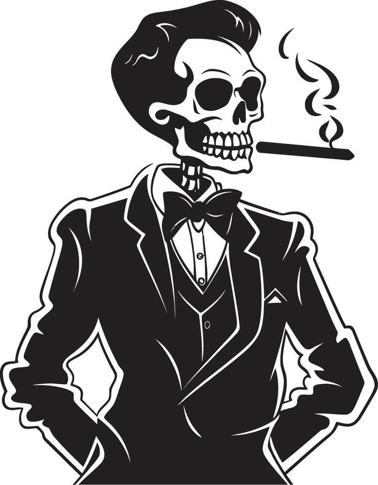 classique cohiba crête fumeur gentilhomme squelette vecteur logo pour intemporel charme ancien vapeur badge vecteur conception pour fumeur gentilhomme icône avec rétro élégance