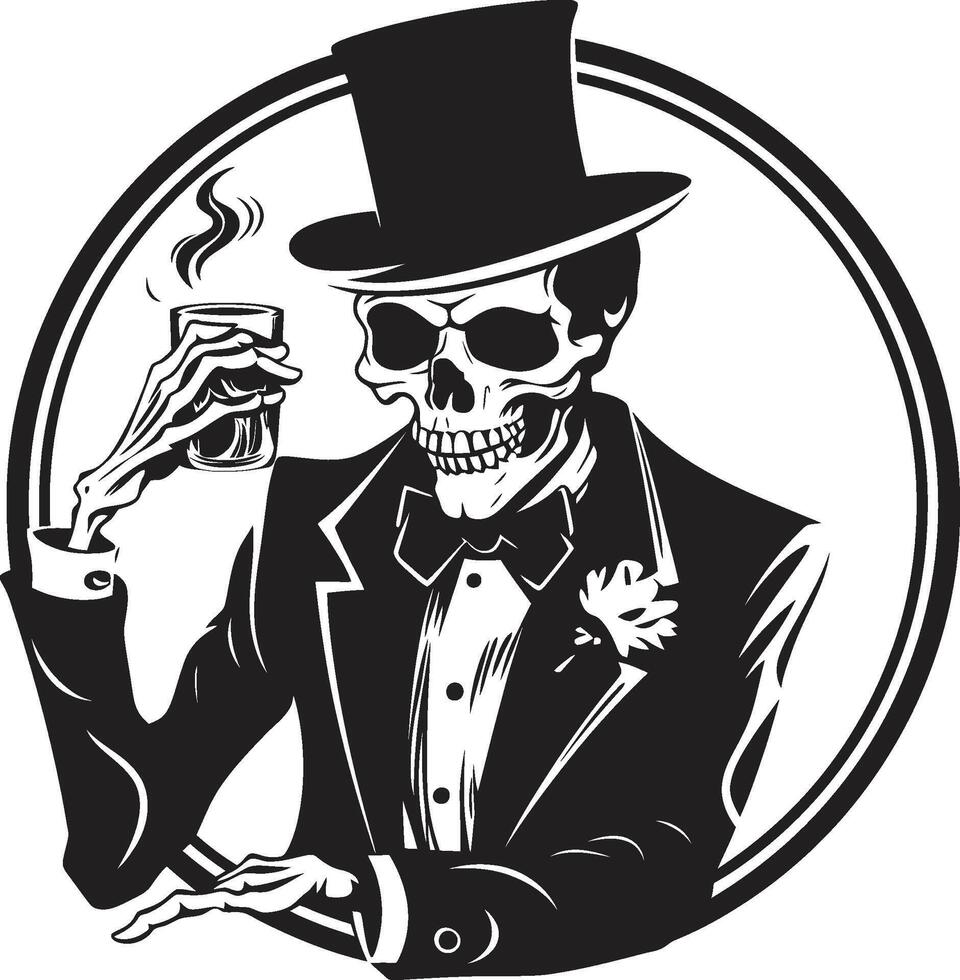 fumeur spectre crête vecteur conception pour gentilhomme squelette icône avec élégance classique cigarette badge fumeur squelette vecteur logo pour intemporel panache