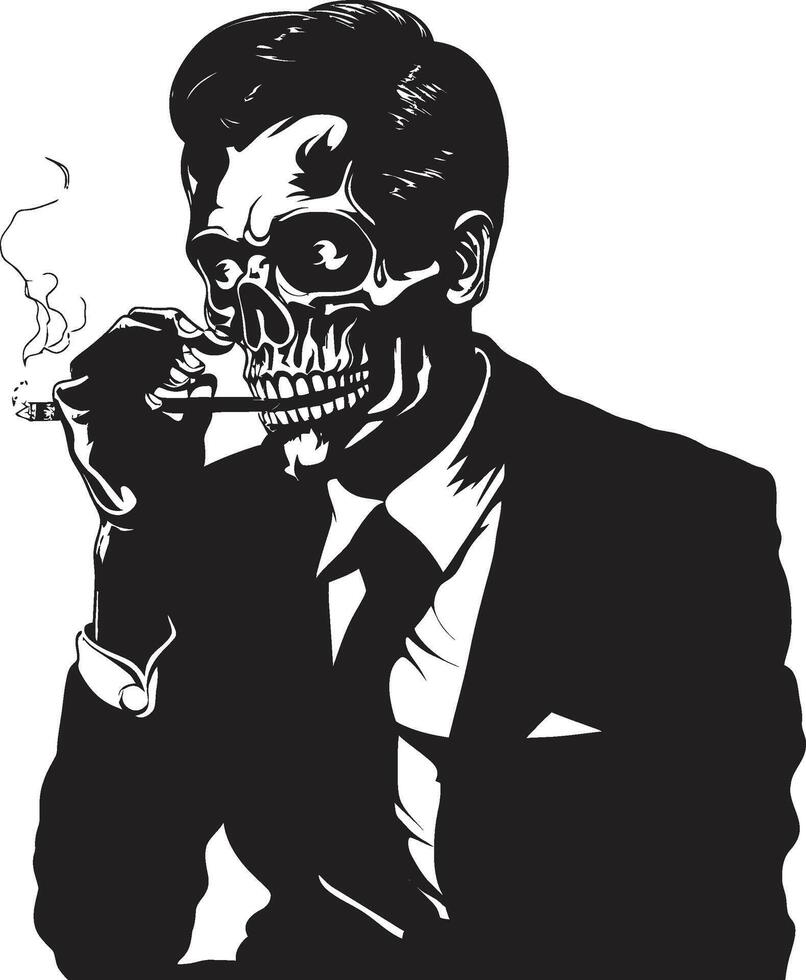 élégant fumée crête fumeur gentilhomme squelette vecteur logo pour iconique l'image de marque rétro resplendissement badge vecteur conception pour fumeur squelette icône avec intemporel style