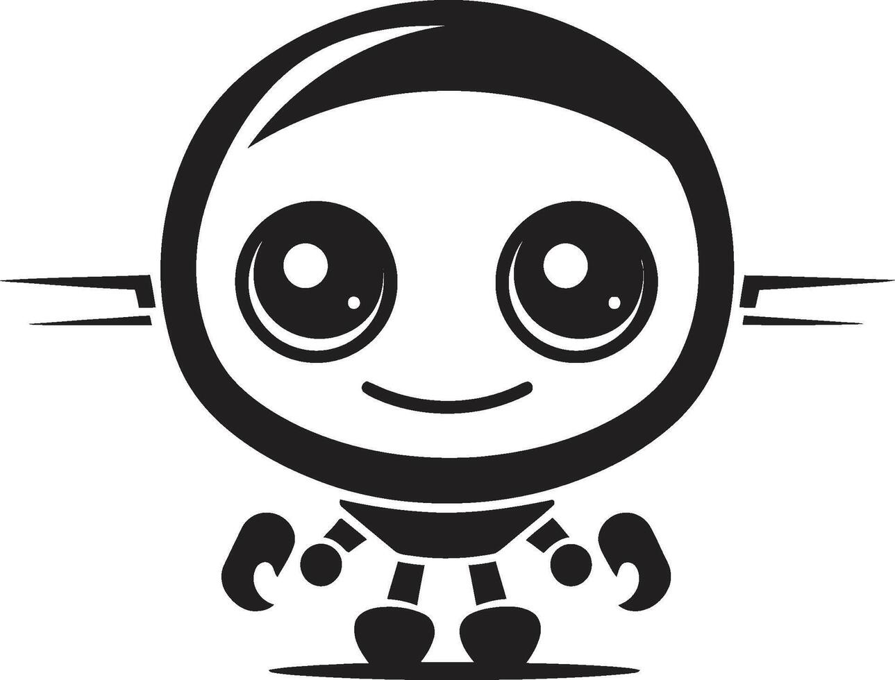 bavarder un compagnon insigne mignonne robot logo pour amical conversations octet taille bot crête petit robot chatbot icône pour bavarder assistance vecteur