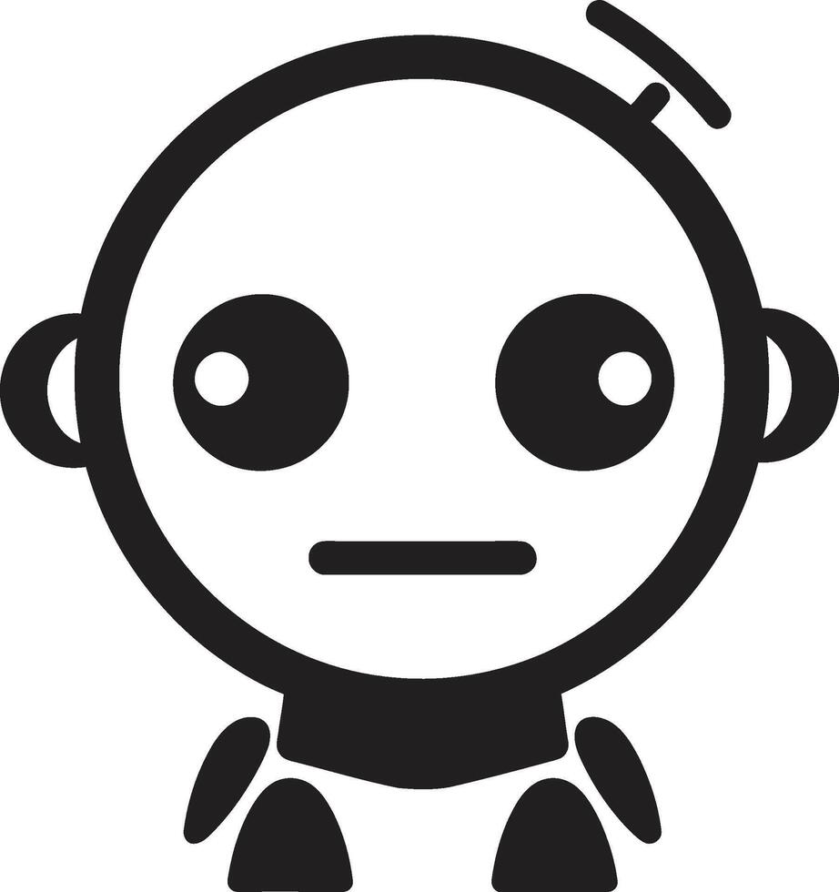 poche copain insigne mignonne robot chatbot logo dans compact conception sifflement widget crête minuscule et adorable robot logo pour technologie conversations vecteur