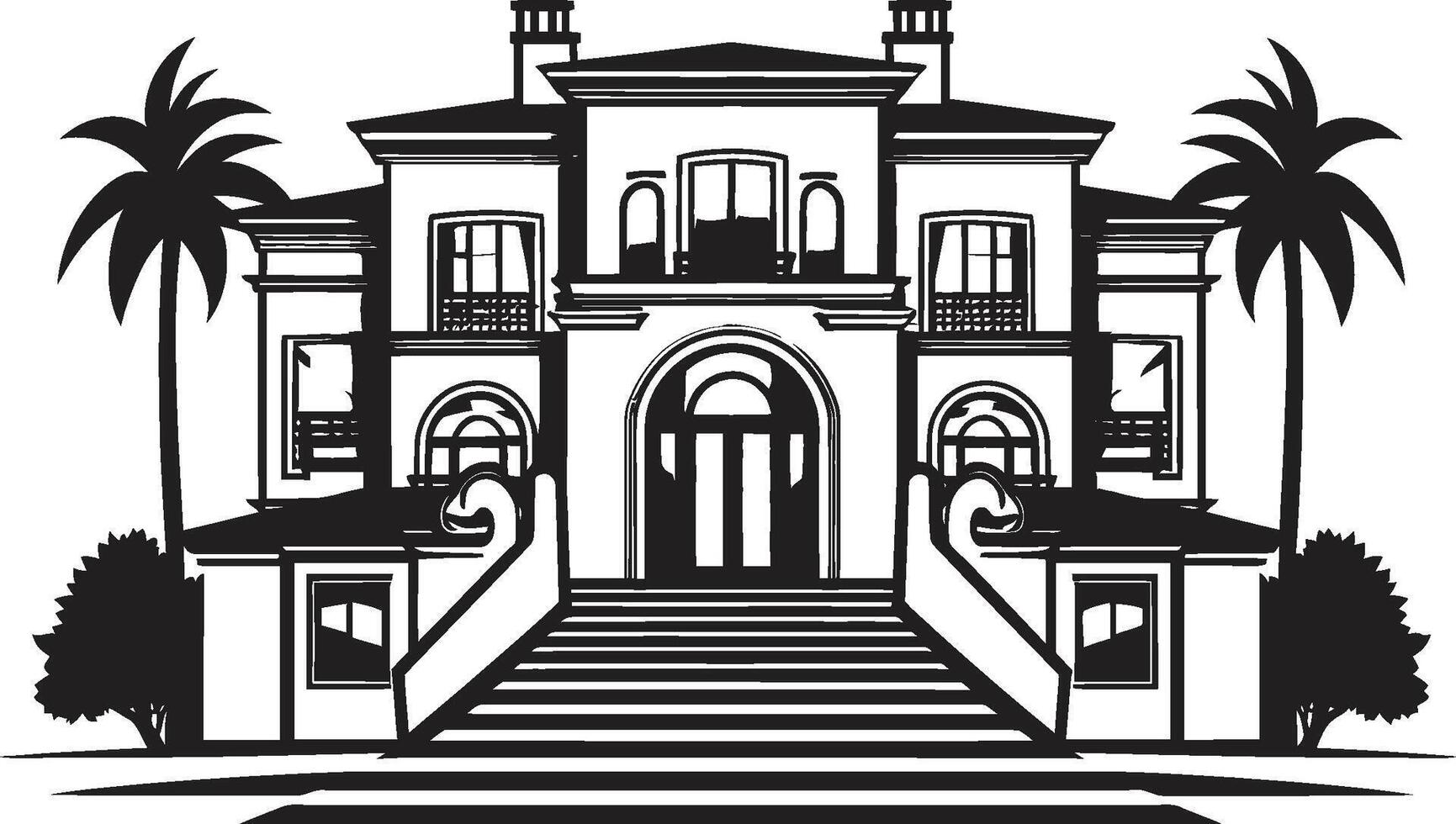 villa vue badge élégant emblème avec moderne villa icône métropolitain battre en retraite insigne opulent moderne villa logo pour prime l'image de marque vecteur