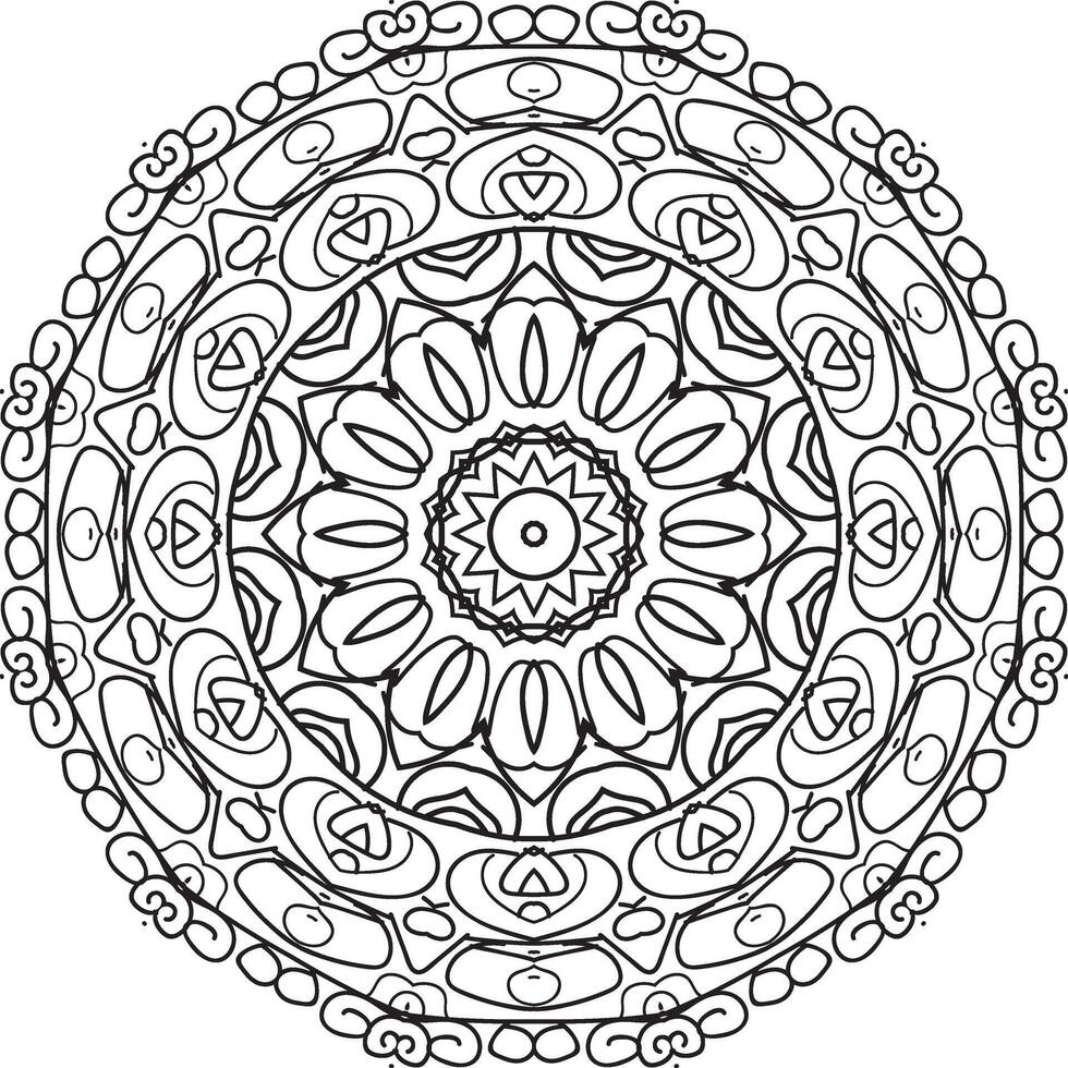 motif circulaire en forme de mandala pour henné, mehndi, tatouage, décoration. ornement décoratif dans un style oriental ethnique. page de livre de coloriage. vecteur