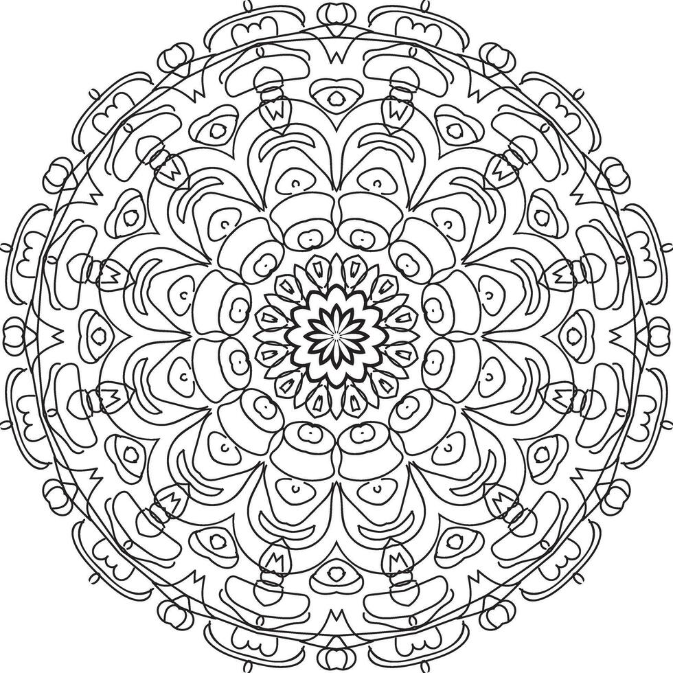 motif circulaire en forme de mandala pour henné, mehndi, tatouage, décoration. ornement décoratif dans un style oriental ethnique. page de livre de coloriage. vecteur