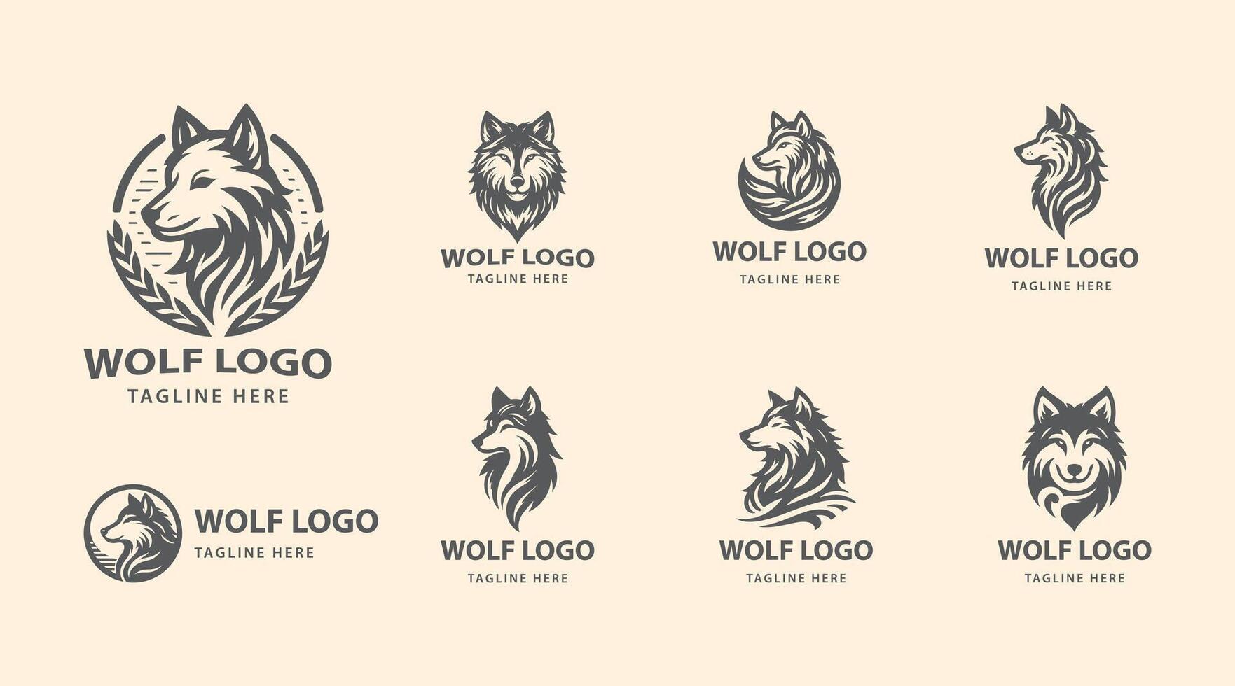 Loup abstrait logo collection moderne, géométrique et minimaliste dessins vecteur
