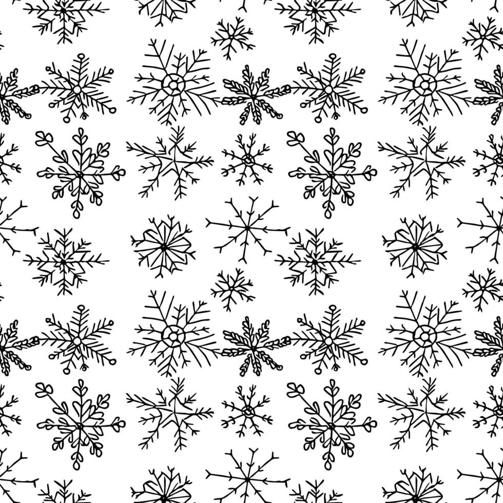 motif transparent noir et blanc avec des flocons de neige vecteur