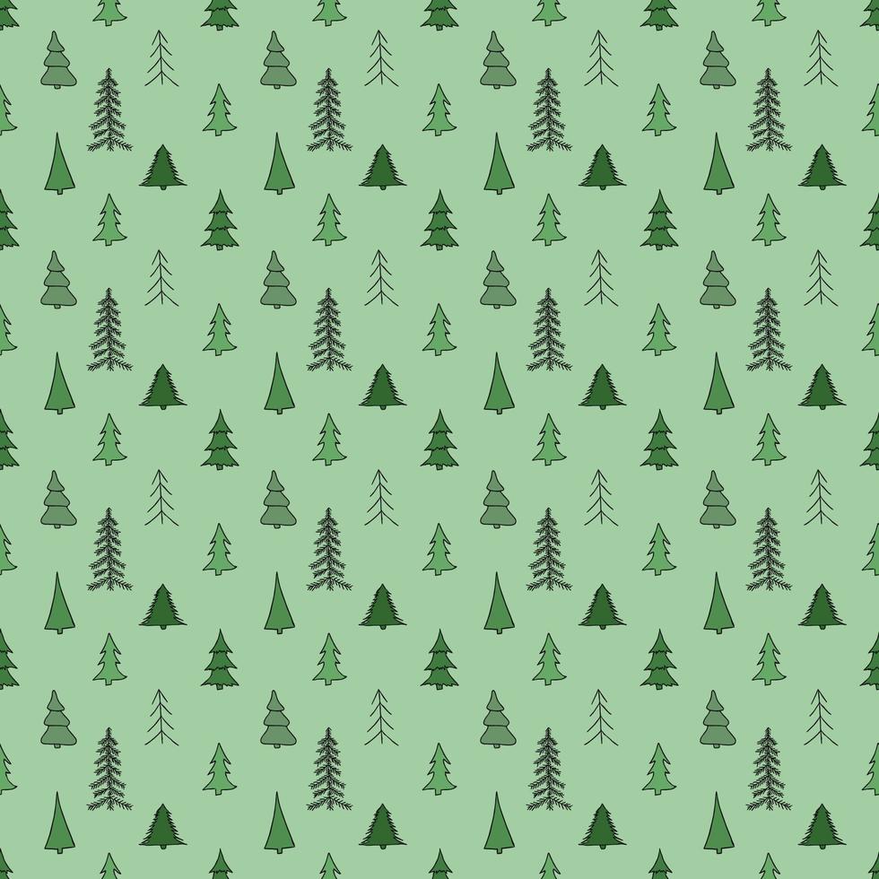 modèle sans couture vert avec des arbres de Noël. fond de noël griffonnage vecteur