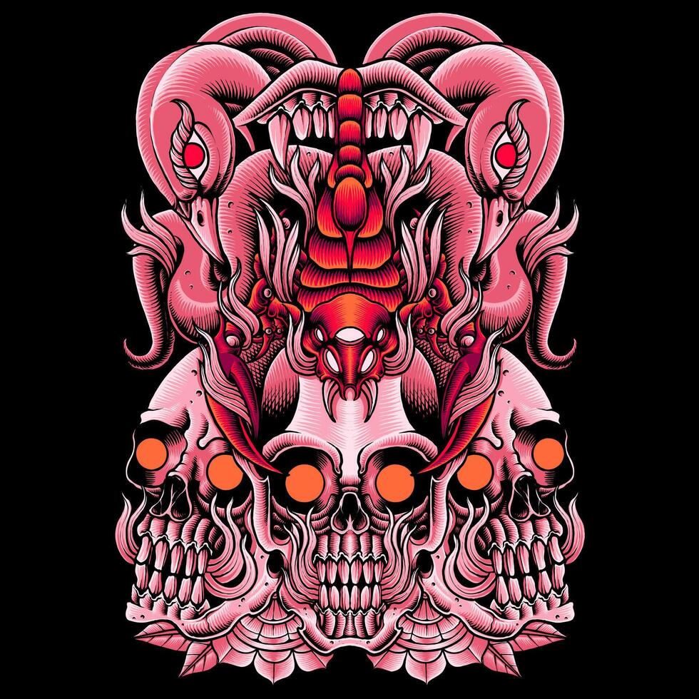 rouge Scorpion avec crâne vecteur