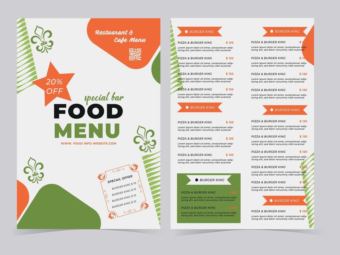 restaurant menu conception et vecteur brochure modèle