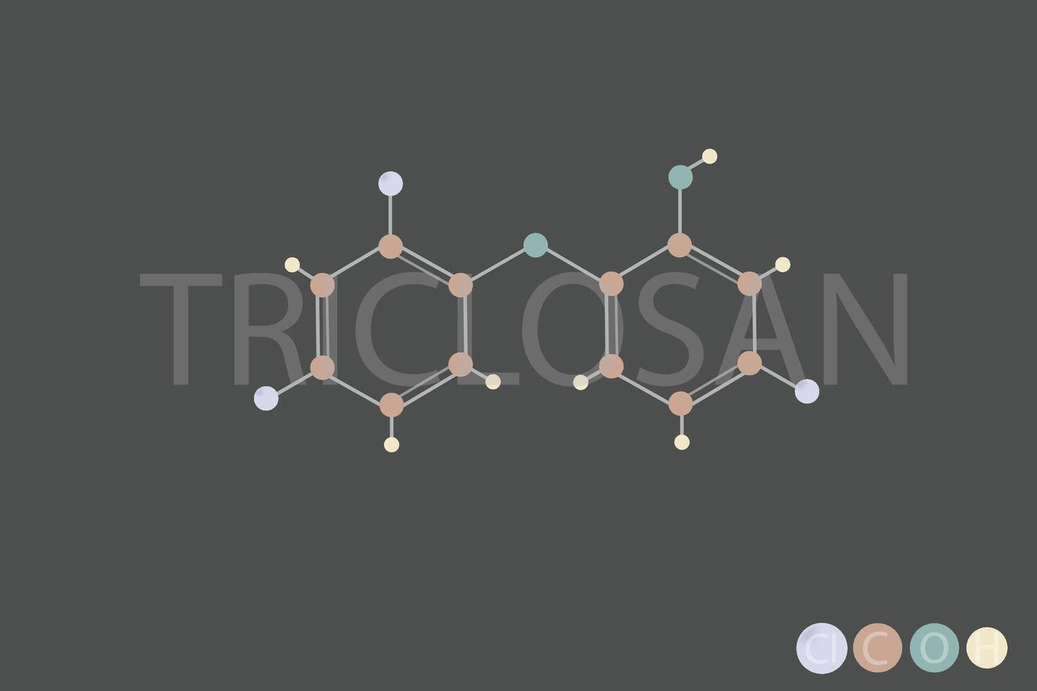 triclosan moléculaire squelettique chimique formule vecteur