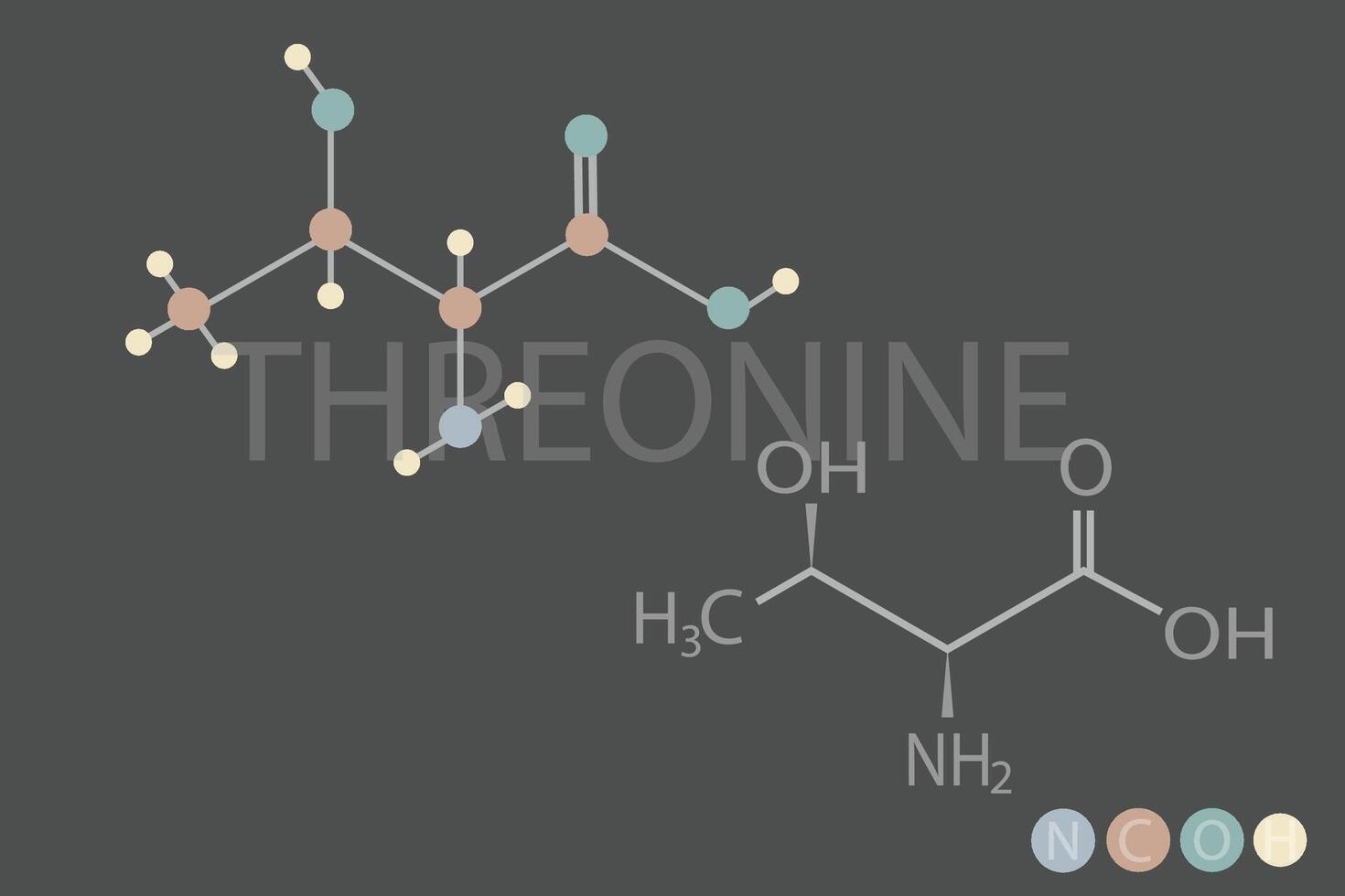 thréonine moléculaire squelettique chimique formule vecteur