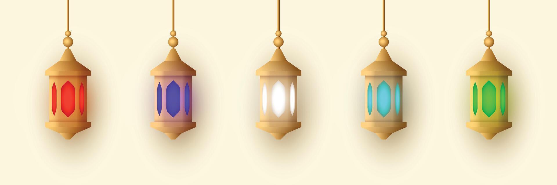 réaliste lanterne ornement vecteur ensemble collection conception