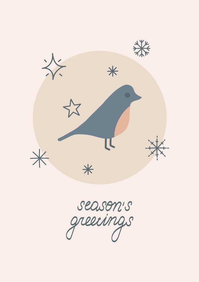 confortable hiver mignonne oiseau Noël vecteur salutation carte