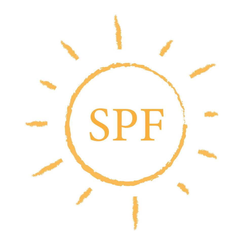 conception d'icône de protection solaire spf. symbole uv. signe du soleil spf. rayonnement de rayons ultraviolets. vecteur