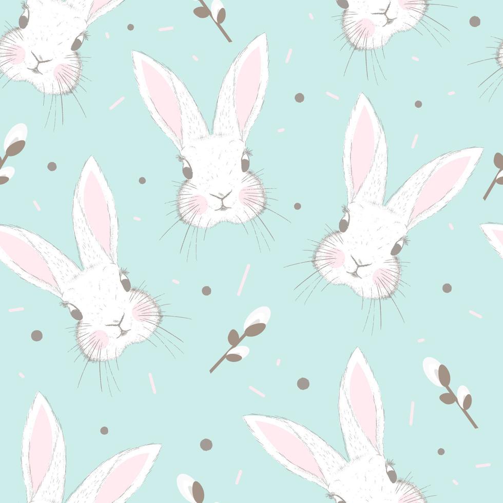 motif harmonieux avec de petites impressions vectorielles de lapin pour chambre de bébé, douche de bébé, carte de voeux, t-shirts et vêtements pour enfants et bébé. vecteur