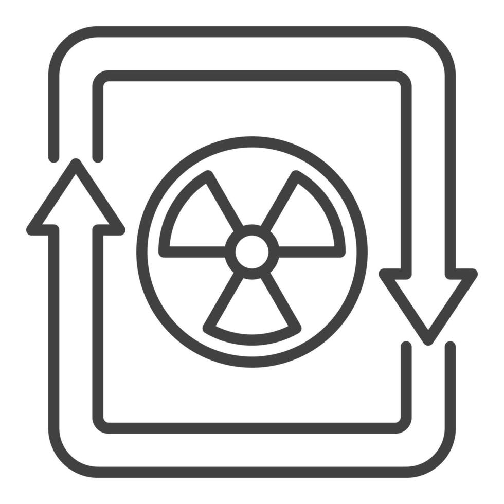 radiation à l'intérieur flèches vecteur nucléaire zone mince ligne icône ou symbole